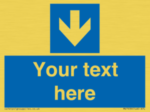 Custom Mandatory directional sign, blue arrow down